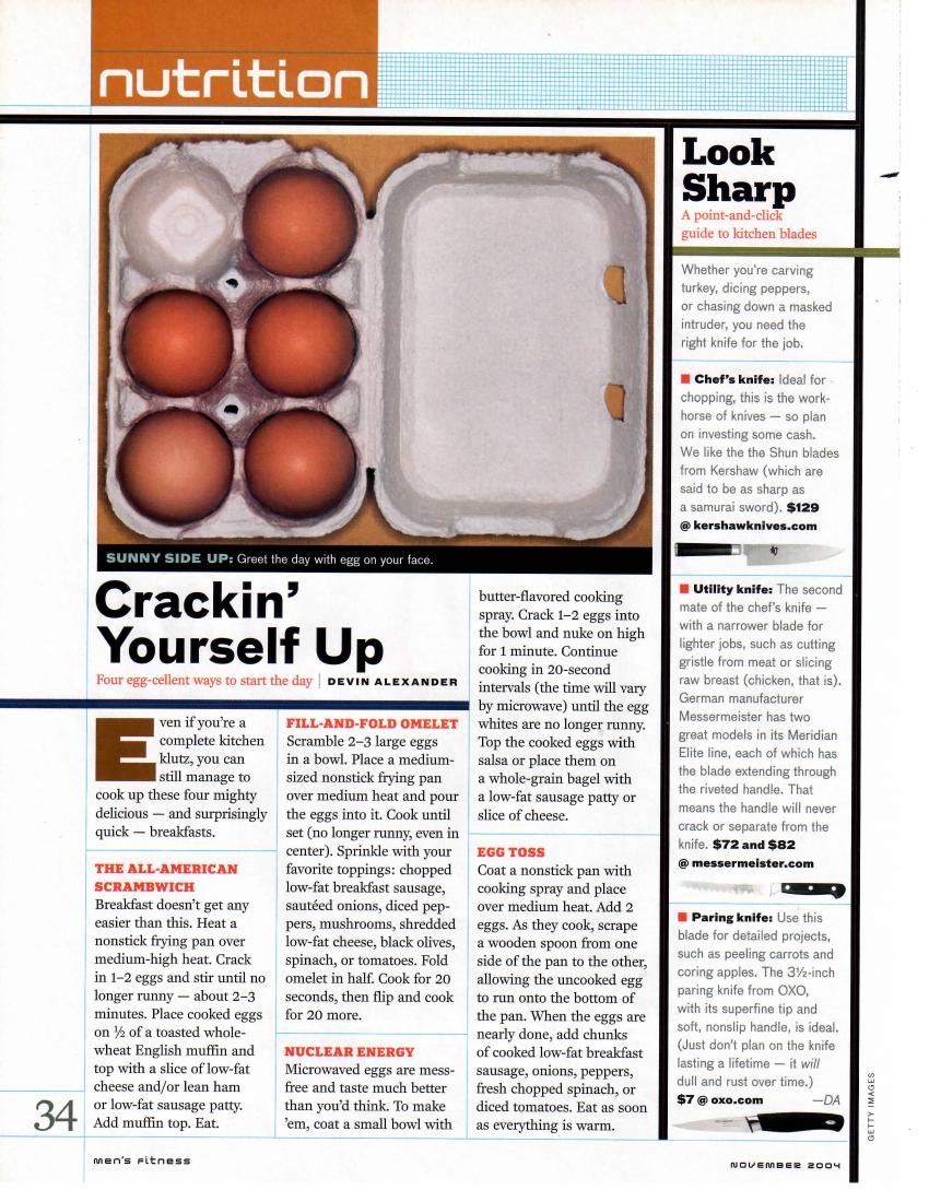 Men's Fitness: 'Crackin' Yourself Up' column by Devin Alexander